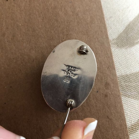 Vintage Adan Alvarado Brooch/Pin Leopard Skin Jasper 925 Sterling Silver - Picture 6 of 8